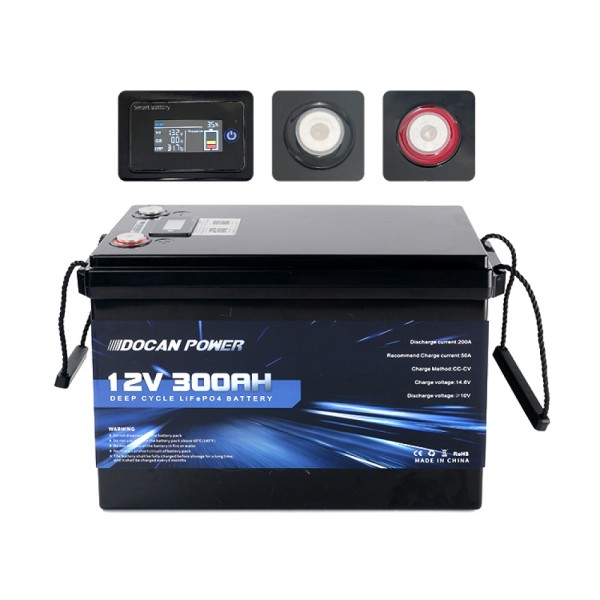 USA Stocks 12V 12.8V 300Ah battery pack with JBD 4S 200A BMS LCD display