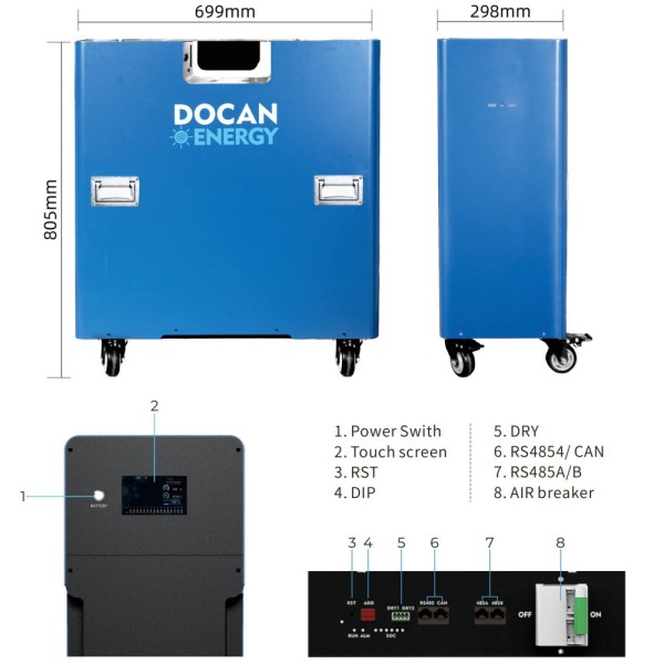 EU stocks DO-BAT 51.2V 300Ah 15KWh moveable Battery pack with WIFI