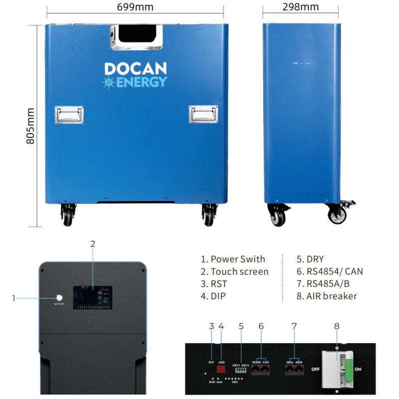 EU stocks DO-BAT 51.2V 300Ah 15KWh moveable Battery pack with WIFI