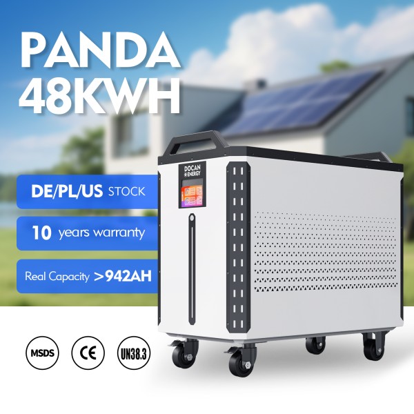 USA stocks PANDA 51.2V 942Ah 48KWh Moveable Battery pack With 300A BMS and 300A DC breaker
