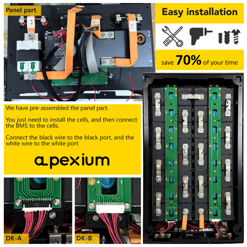 EU stocks Apexium stackable 48V DIY 280 304 314 kits with 200A JK BMS M8 terminals