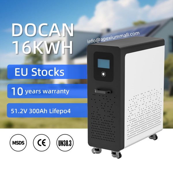 EU stocks 51.2V 300Ah 15KWh moveable Battery pack with 200A BMS and touch screen WIFI/Bluetooth