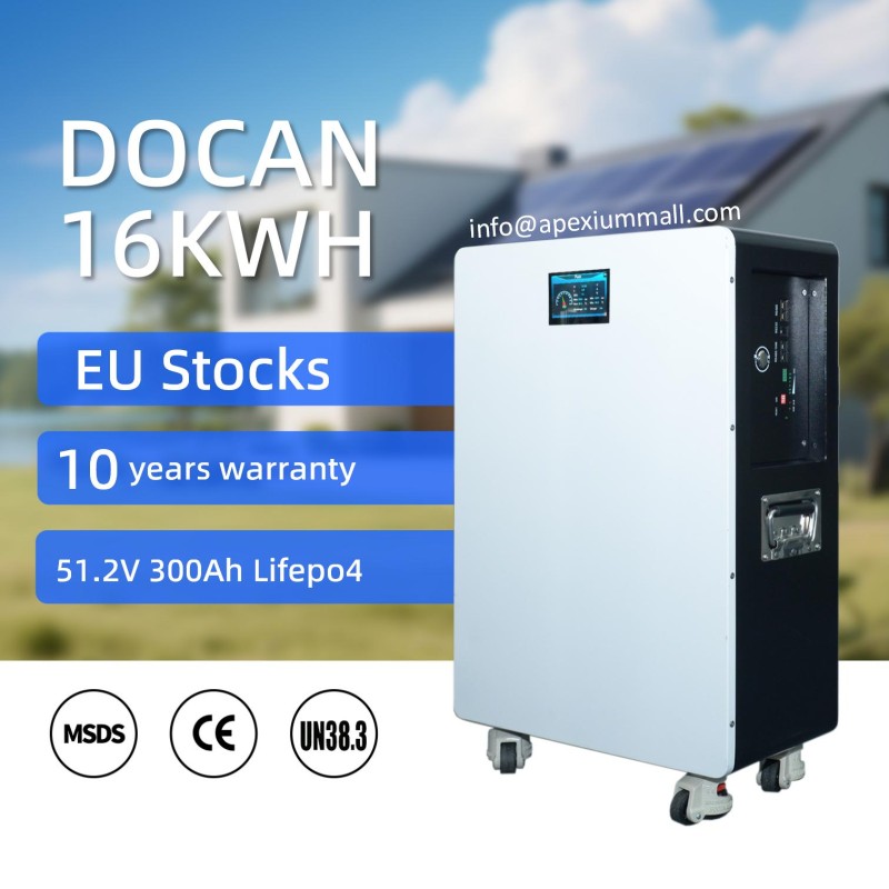 EU stocks 51.2V 300Ah 15KWh Moveable/Wall Battery pack with DAREN 200A BMS and touch screen WIFI/Bluetooth EU stocks 51.2V 300Ah 15KWh Moveable/Wall Battery pack with DAREN 200A BMS and touch screen WIFI/Bluetooth