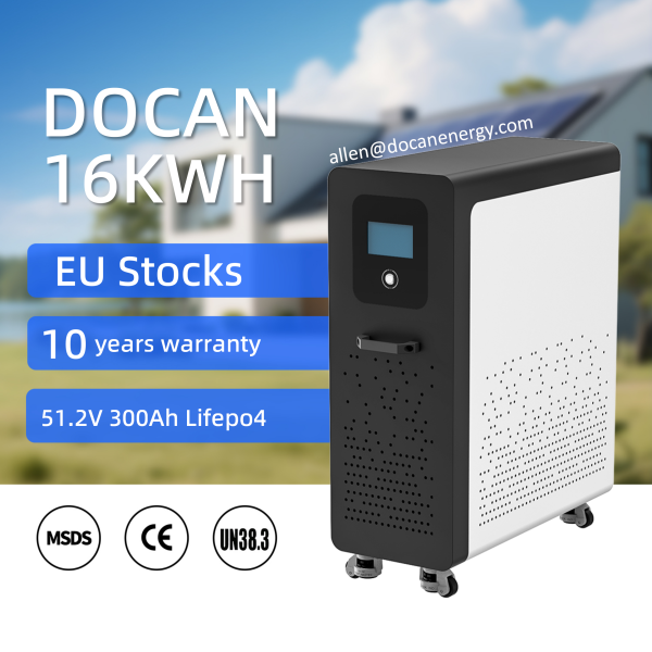 EU stocks 51.2V 300Ah 16KWh moveable Battery pack with 200A BMS and touch screen WIFI/Bluetooth