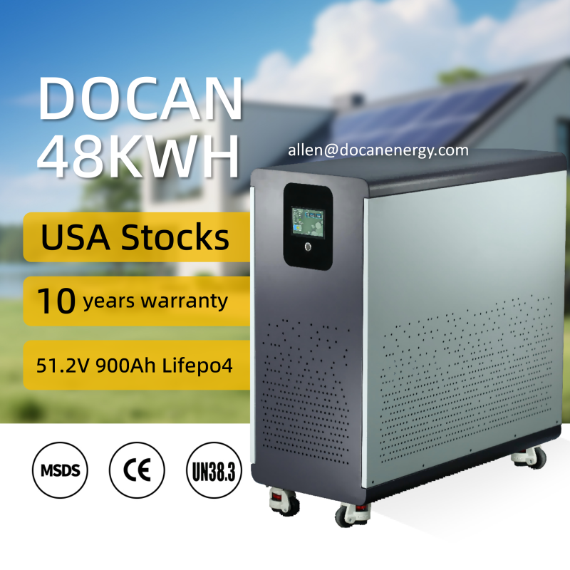 USA stocks 51.2V 900Ah 46KWh moveable Battery pack with 200A BMS and touch screen WIFI/Bluetooth