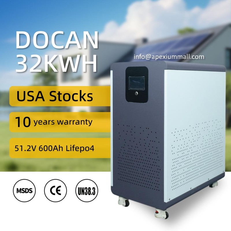 USA stocks 51.2V 600Ah 30KWh Moveable Battery pack with 200A BMS and touch screen USA stocks 51.2V 600Ah 30KWh Moveable Battery pack with 200A BMS and touch screen