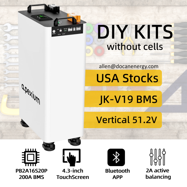 USA stocks Apexium Stand V3 48V DIY 280 304 314 kits with JK PB2A16S20P-V19 BMS DC breaker