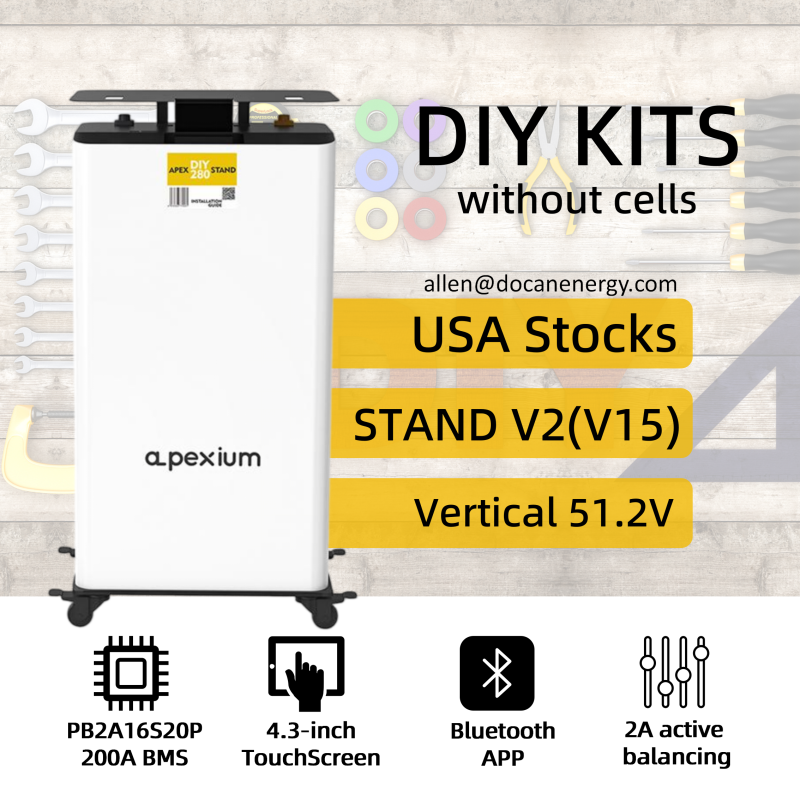 USA stocks Stand V2 51.2V DIY 280/304/314Ah kits with JK PB2A16S20P V15 BMS