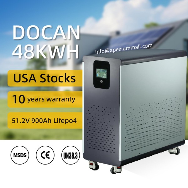 USA stocks 51.2V 900Ah 46KWh moveable Battery pack with 200A BMS and touch screen WIFI/Bluetooth