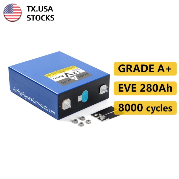 USA stocks EVE LF280K-V3 3.2V 280Ah Lifepo4 Battery Grade A HSEV