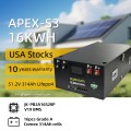 USA stocks Apexium S3 51.2V 314Ah 16KWh moveable Battery pack with JK PB2A16S20P V19 BMS